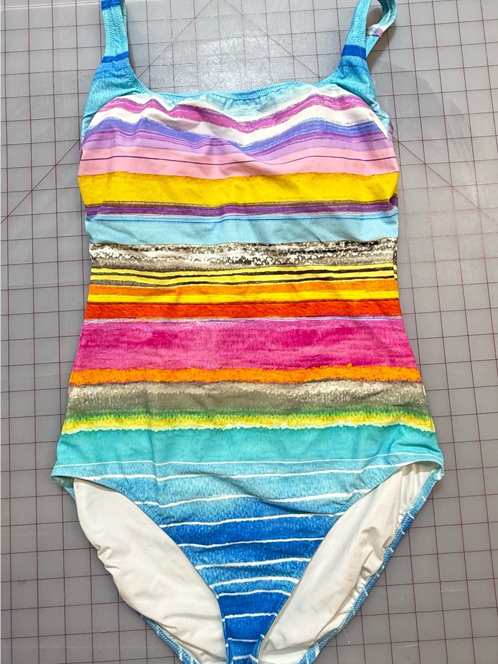 Gottex Multicolor Striped One-Piece Swimsuit - Blue, Pink, Yellow, Green